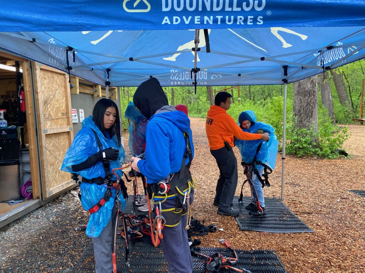 Key Club members prepare for the zipline
